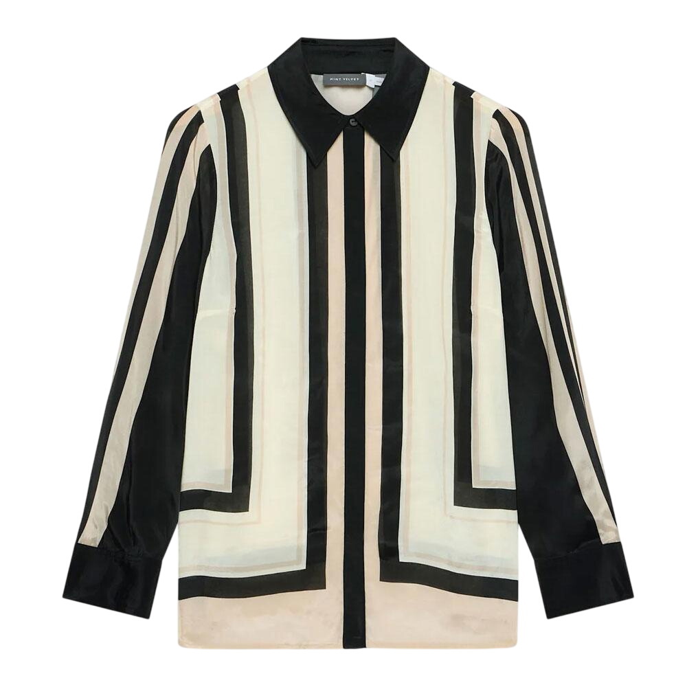 Mint Velvet Pink and Black Stripe Print Shirt